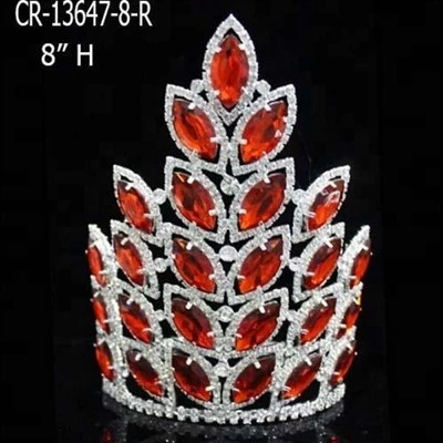 Coroană roșie mare, înaltă, 8 inch, coroană pentru regine