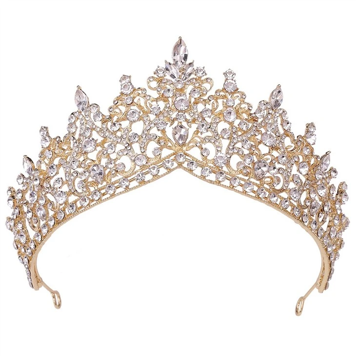 Wholesale Women Wedding Tiara Crown Bridal Hair Accessories Gold Red Tiaras And Crown For Girls